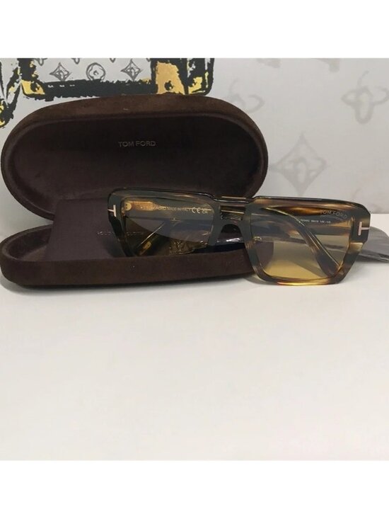 New Authentic Tom Ford TF1153 52E “Redford” Sunglasses – Dark Havana with Yellow main image 6